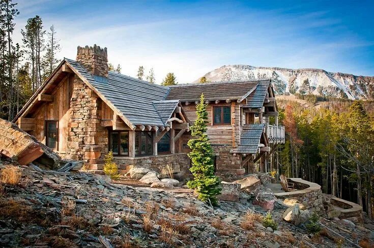 Природные дома фото Pin by Mitch Johnson on house plans Rustic luxe, Log homes, Rustic cabin