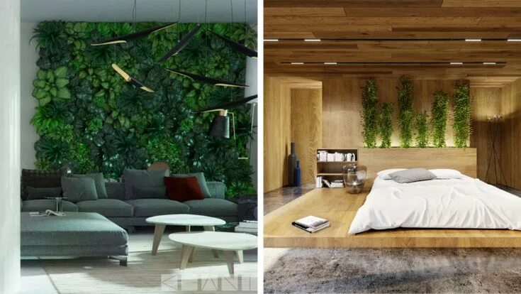 Природный дизайн интерьера Eco interior design - natural rooms of housing and houses, wood and plants decor