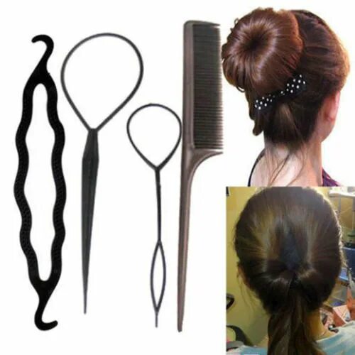 Приспособление для прически волос 1 Set Plastic Magic Topsy Tail Hair Braid Ponytail Styling Maker Clip Tools eBay