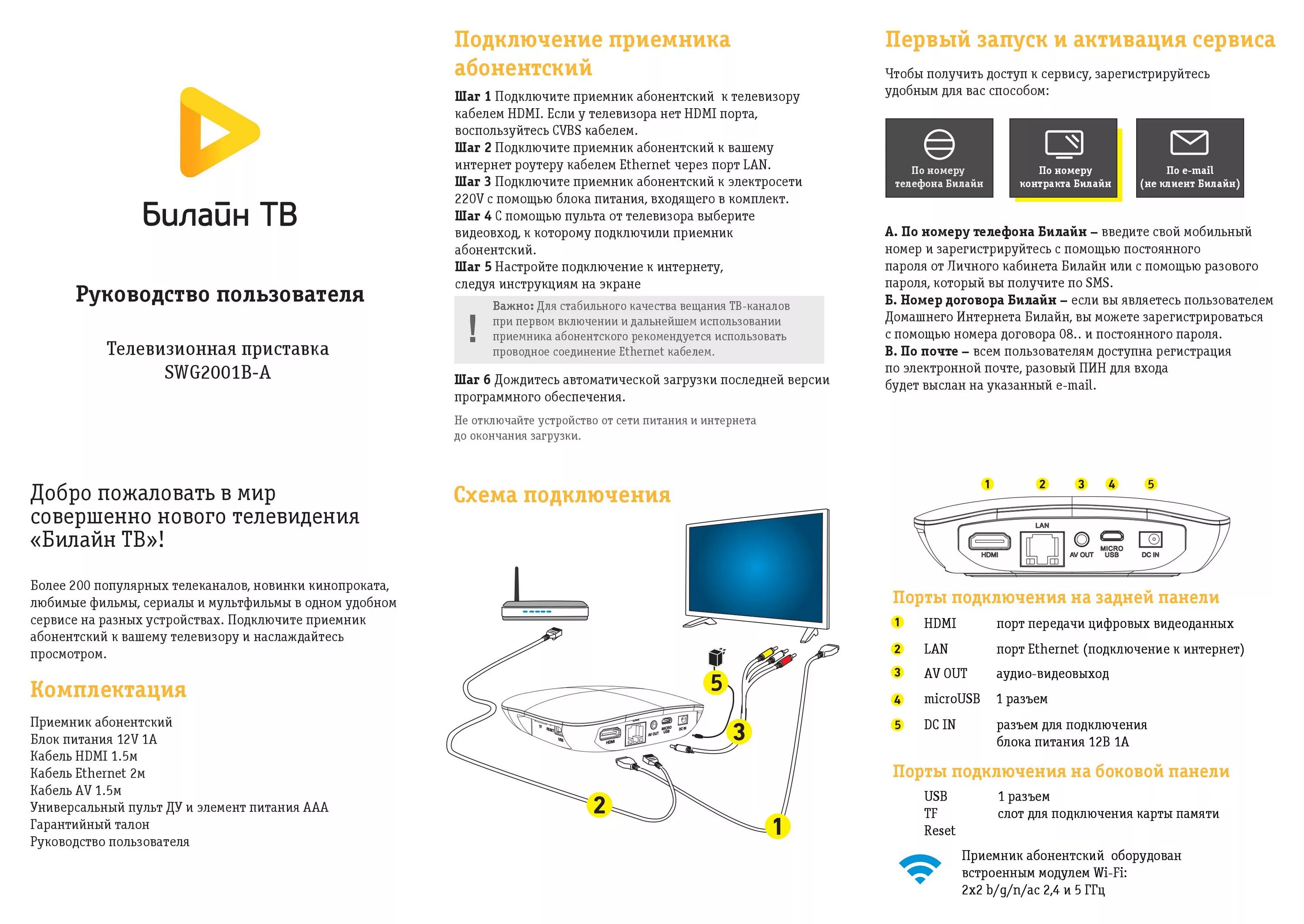 Приставка билайн как подключить второй телевизор ТВ-приставка SWG2001B-A - инструкция: подключение, настройка и управление приста