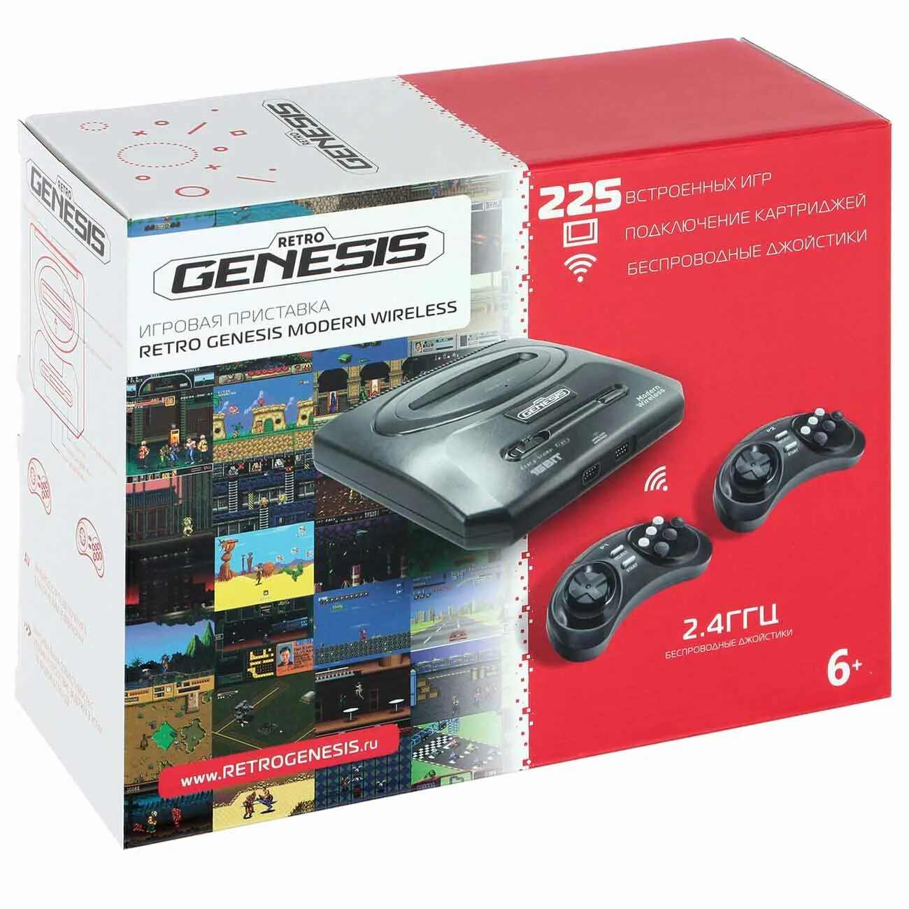 Приставка генезис ретро как подключить Игровая консоль Retro Genesis Modern Wireless 16 Bit (225 игр, беспроводные гейм