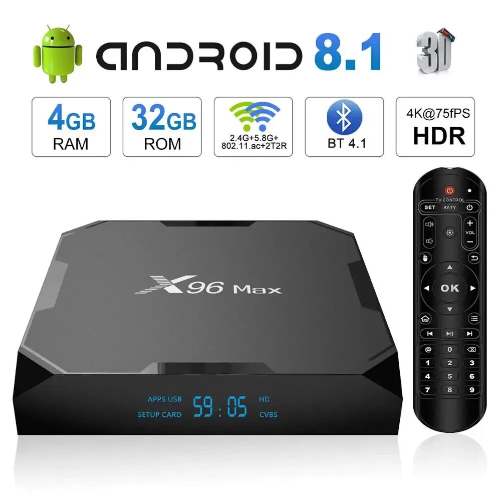 Приставка x96 max как подключить X96 Max Android 8.1 TV Box Amlogic S905X2 Quad Core ARM Cortex A53 Set Top Box 2