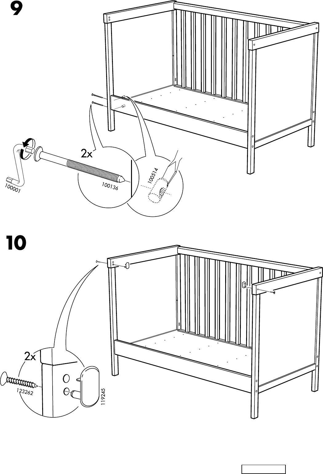 Приставная кроватка инструкция по сборке Manual Ikea SUNDVIK Babybedje (page 16 of 16) (English, German, Dutch, Danish, F