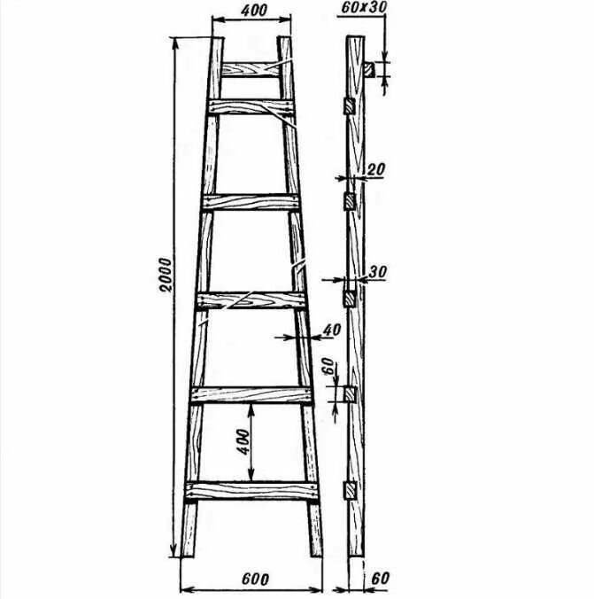 Приставная лестница размеры чертеж Как сделать деревянную расширительную лестницу своими руками: подробный шурупове