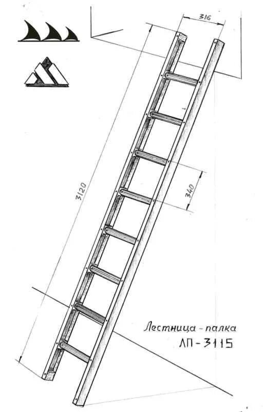 Приставная лестница своими руками из дерева чертежи Лестница - палка ЛПМП (пр-во Россия): продажа, цена в Алматы. Пожарные лестницы 