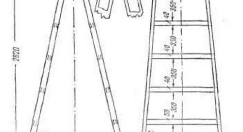 Приставная лестница своими руками из дерева чертежи Приставная лестница своими руками из дерева: деревянную сделать по гост, чертежи