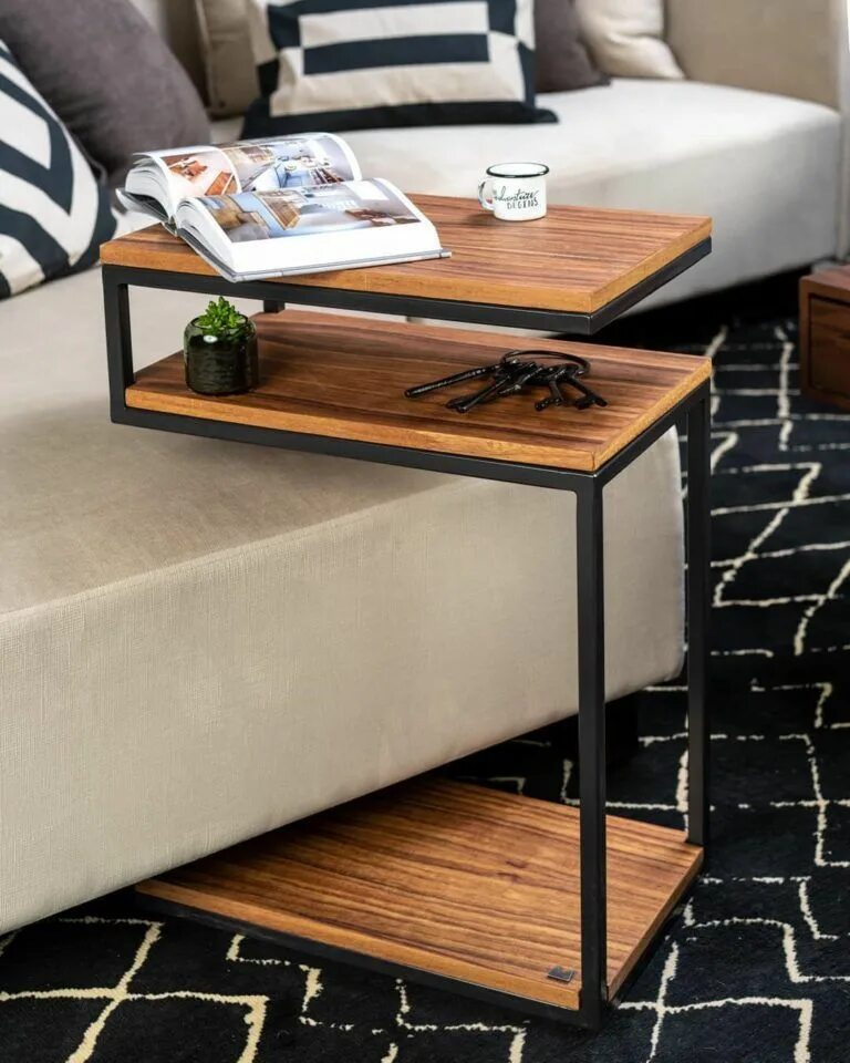 Приставные столики в стиле лофт Mesa lateral: 40 formas criativas e modernas de usar na decoração Metal furnitur