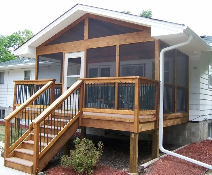 Пристроить крыльцо к дому варианты bug proof Mobile home porch, Porch design, Screened porch designs