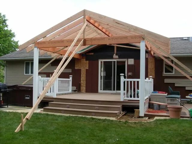 Пристроить крышу фото Should I put roof over deck? - Porches & Decks Forum - GardenWeb Mobile home por