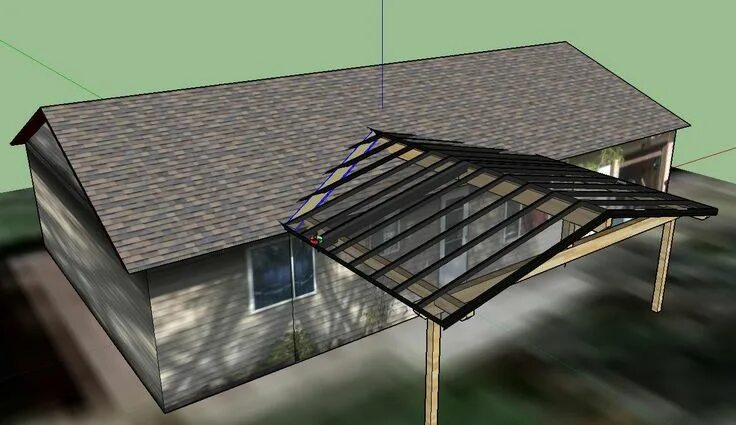 Пристроить крышу фото Is it code-compliant to attach a patio to the roof like this? Porch roof design,