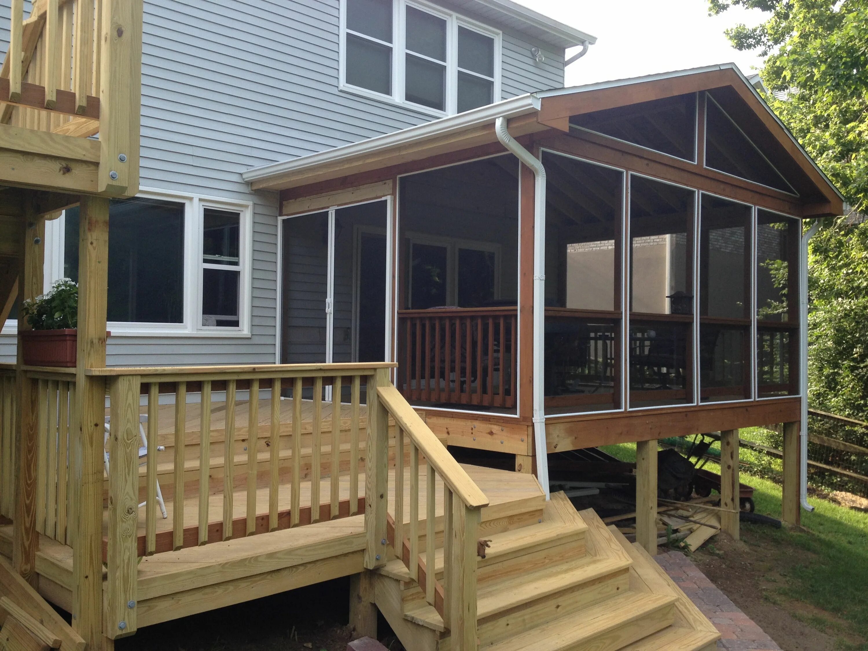 Пристроить открытую террасу к дому варианты Decks and porches, Screened in porch, House with porch