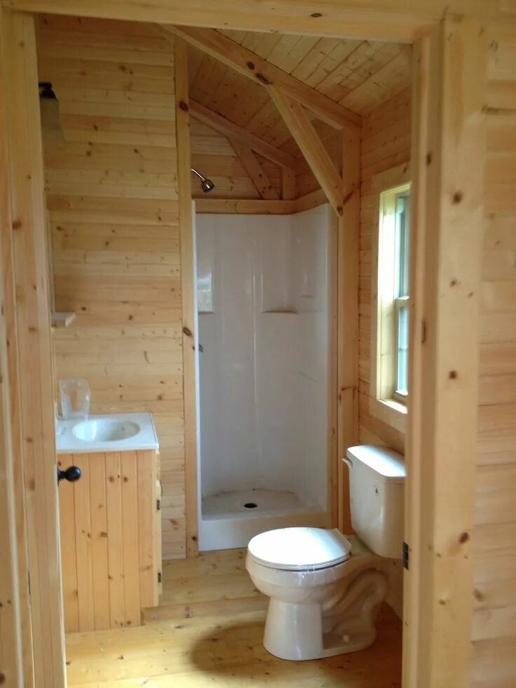 Пристроить туалет к дому на даче варианты Tiny House - ebay 14x24 CABIN KIT Houten huizen, Badkamer ontwerp, Buitenkeukens