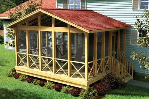 Пристрой деревянный фото Plan 90008 - Covered Screen Porch Screened in porch diy, Screened porch designs,