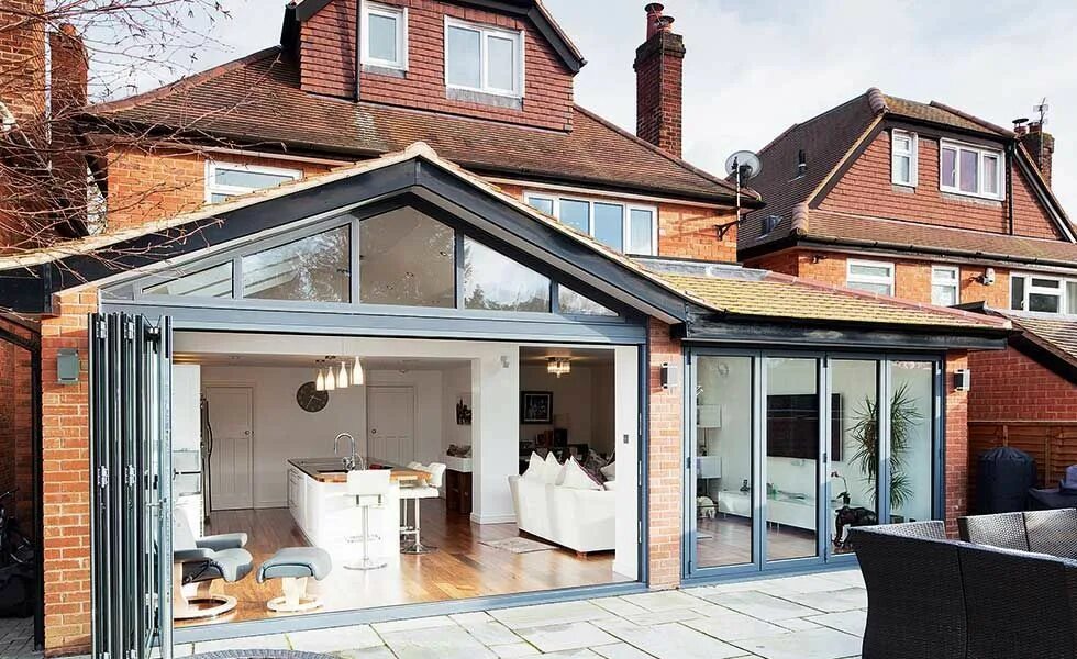 Пристрой к дому дизайн Glazed Kitchen Extension Kitchen extension layout, Bungalow extensions, House ex