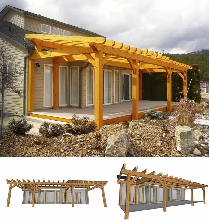 Пристрой с односкатной крышей фото Timber Frame Pergola - European Timberframe Corp Building a pergola, Outdoor per