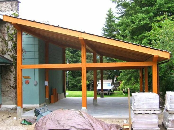 Пристрой с односкатной крышей фото Image result for carport designs shed roof Carport designs, Carport, Carport she