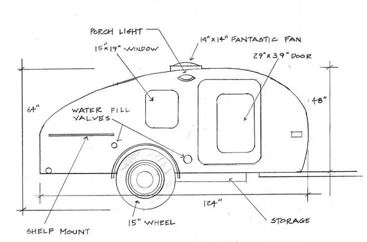 Прицеп дача своими руками чертежи Timberleaf Teardrop Camper Trailer Teardrop camper plans, Teardrop trailer, Tear