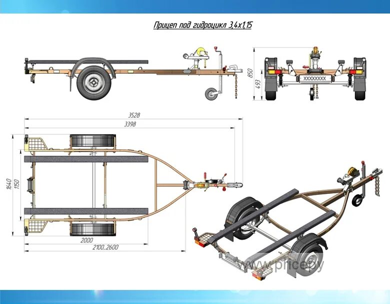 Прицеп для лодки своими руками чертежи размеры Прицепы для перевозки гидроциклов купить в Киеве