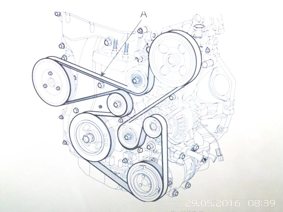 Приводной ремень киа рио схема установка Поликлиновый ремень навесного оборудования и подшипники роликов - KIA Carens III
