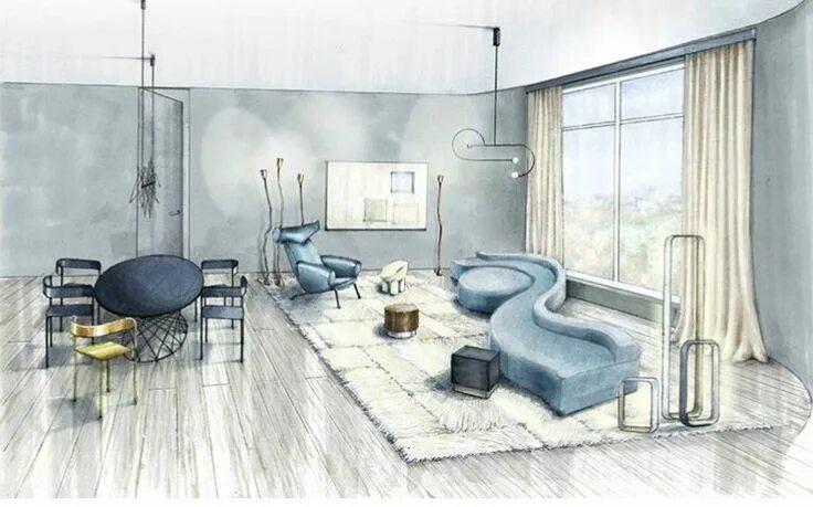 Про дизайнера интерьера Interior design renderings image by EVI MYTHILLOU on INTERIOR PERSPECTIVE DRAWIN