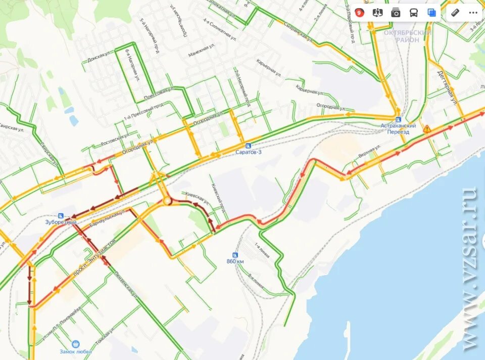 Пробки саратов фото Опять девять. В Саратове день заканчивается серьезными пробками Новости Саратова
