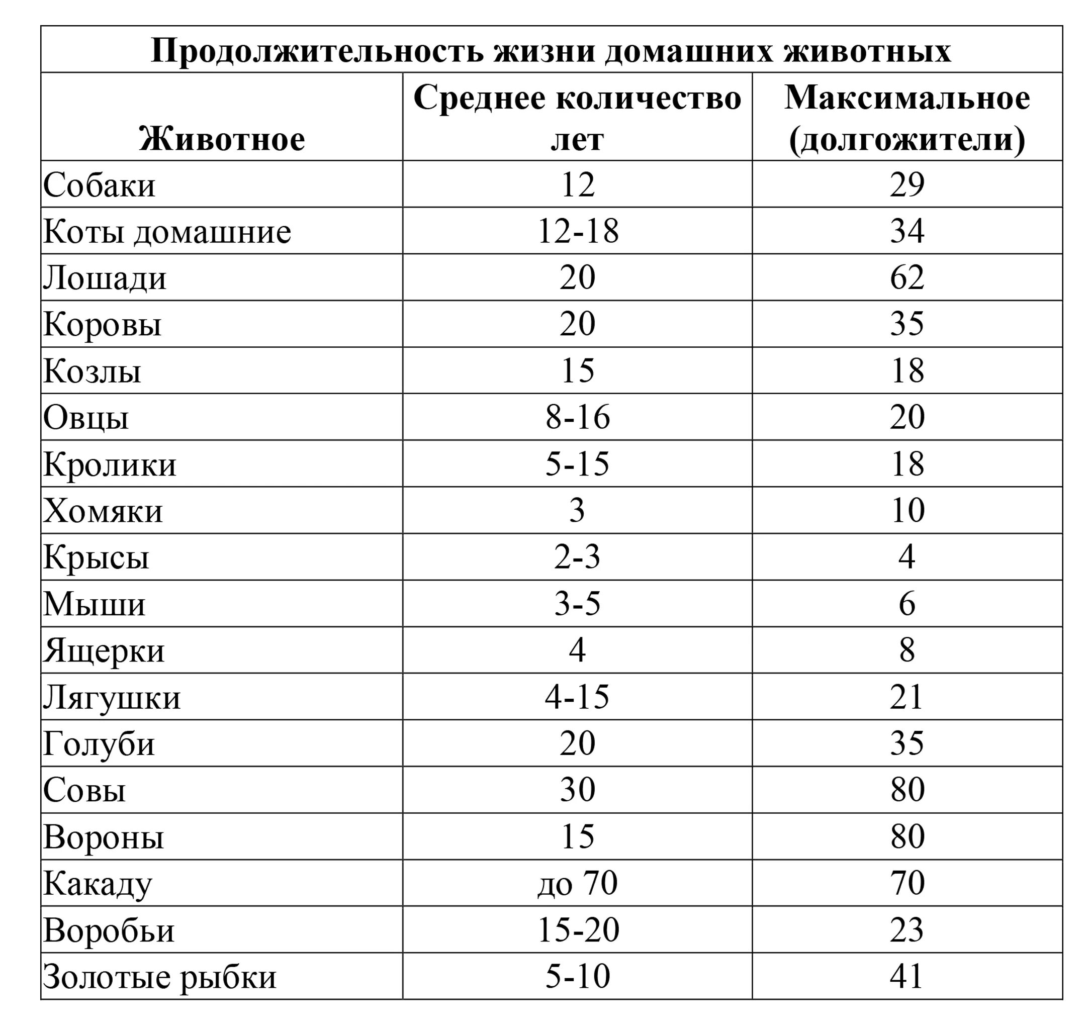 Продолжительность жизни фото Таблица продолжительности жизни животных окружающий мир: найдено 77 картинок