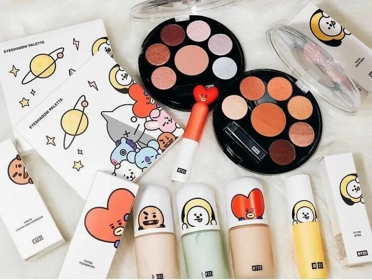 Продукты для корейского макияжа BT21 #bts #bt21 #bt21aestheticv #bt21makeup #taehyung #jungkook #jhope #rm #jin 