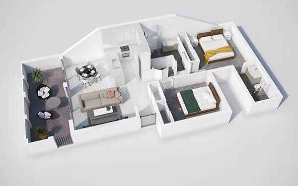 Продумать планировку квартиры 3D floor plans on Behance Simple house design, House floor plans, Floor plan des