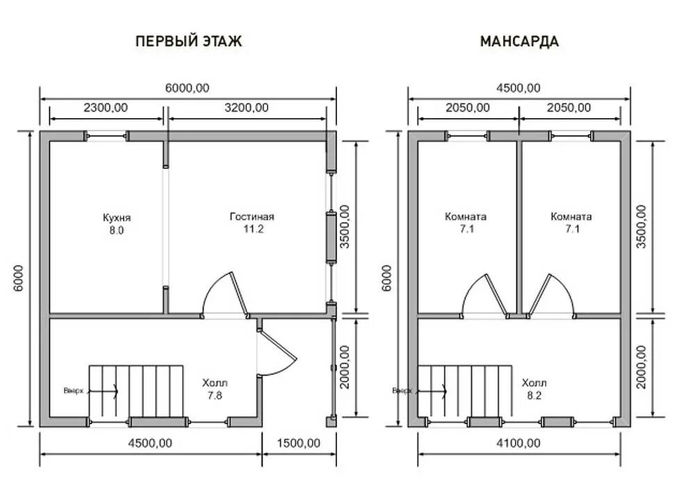 Проект 6 на 8 дома чертеж Проект дома 6х6 с мансардой фото - DelaDom.ru