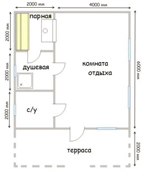 Проект бань из пеноблоков 6х4 фото Проекты бань из пеноблоков: обзор планировок, фото и схемы, цена работ под ключ