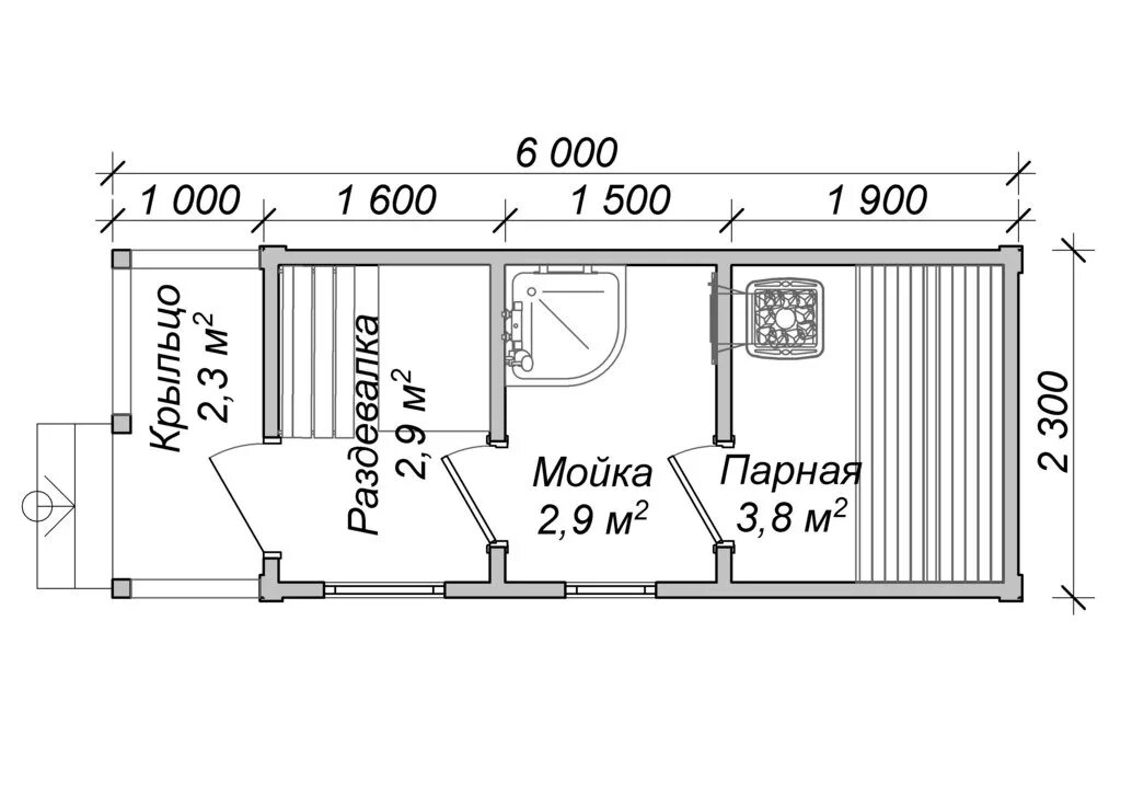 Проект бани 3х6 каркасной чертежи Баня, проект 5