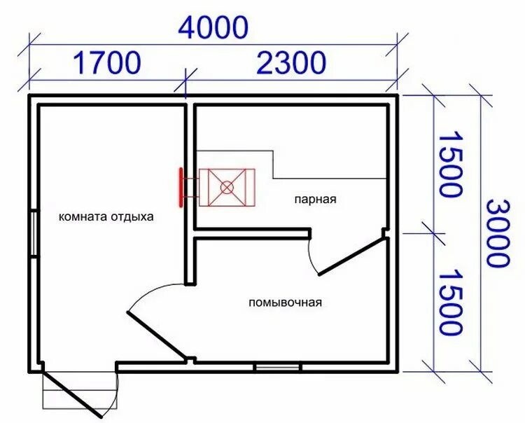 Проект бани 4х4 чертежи Баня 3х4 проект фото - DelaDom.ru