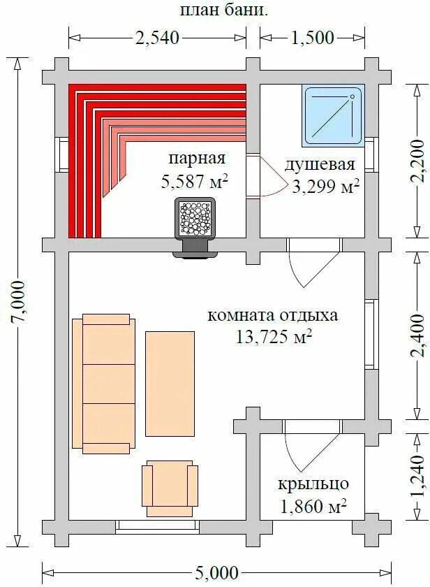 Проект бани 5 5 фото Баня под ключ недорого: Московская область