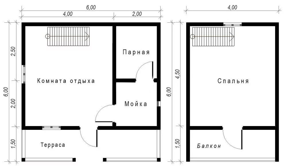 Проект бани 6х6 чертежи каркасной Баня с мансардой В нижнем Новгороде "Бревенька" - строительство деревянных домов