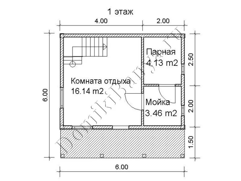 Проект бани 6х6 чертежи каркасной Двухэтажная баня из бруса 6х6 ломаной крышей, проект № 35 СК Доминика