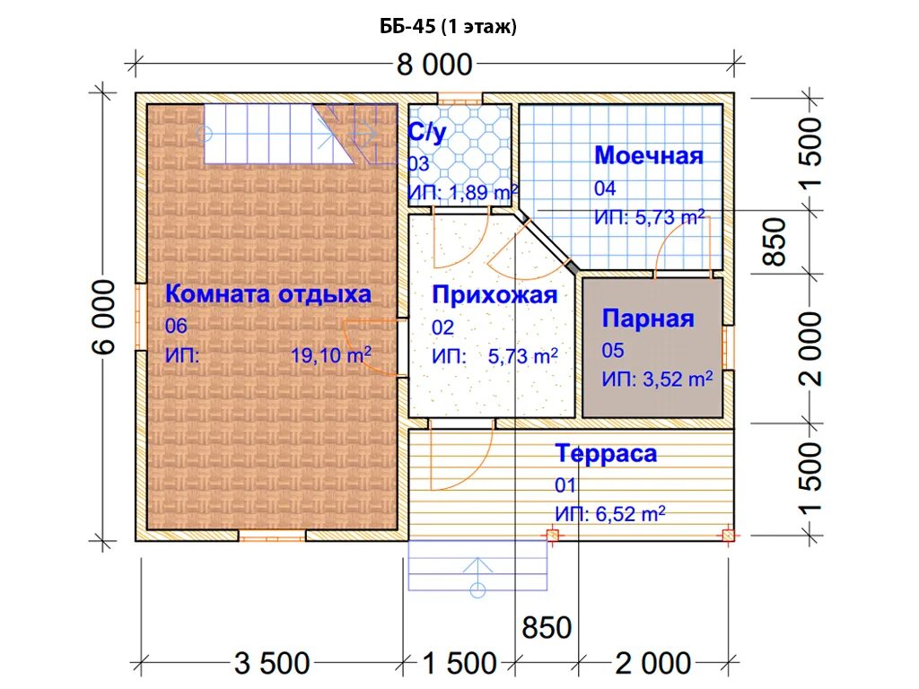 Проект бани 8 8 фото Проект дома/бани 6х8м ББ-45 Стройлес-Урал