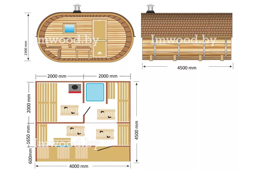 Проект бани бочки своими руками с чертежами Купить овальную баню 4x4,5 метра - выгодная цена!