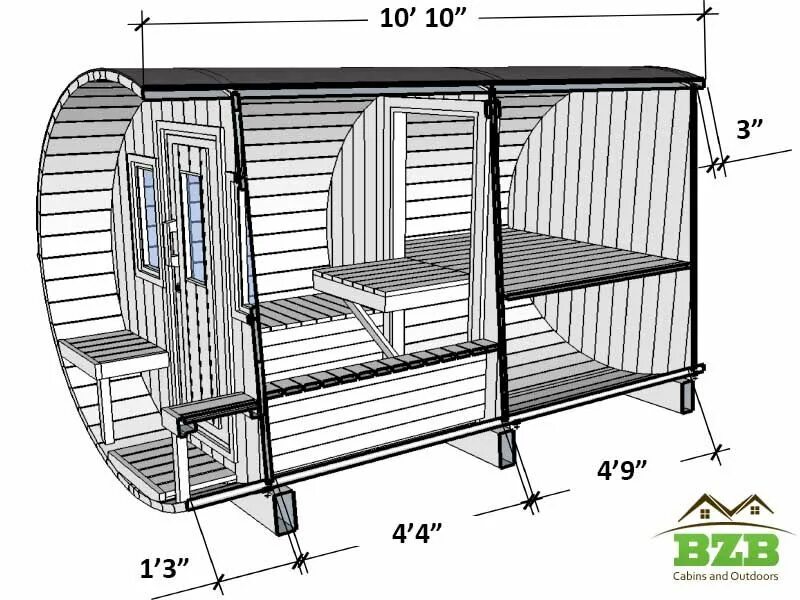 Проект бани бочки своими руками с чертежами Outdoor Barrel Sauna Kits - Sauna Like a Finnish! - BZB Cabins Easy woodworking 