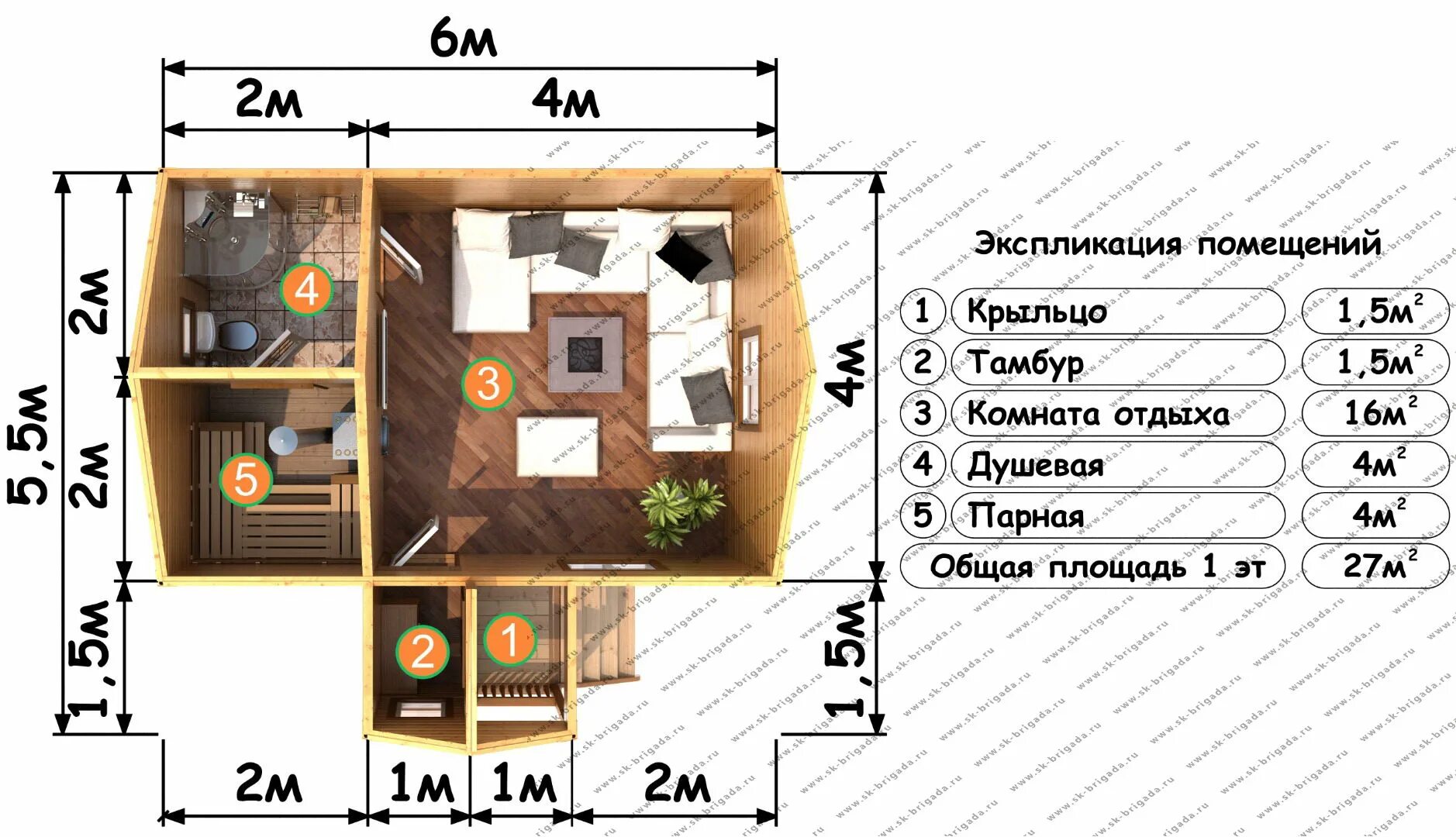 Проект бани из бруса 6х4 с чертежами Проект одноэтажной мини бани из бруса 5х6 - цены, фото