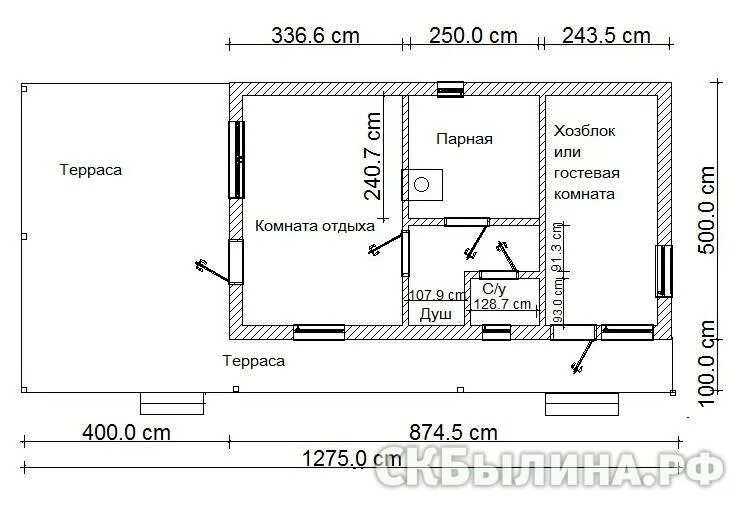 Проект бани с хозблоком фото Проекты бани с сараем