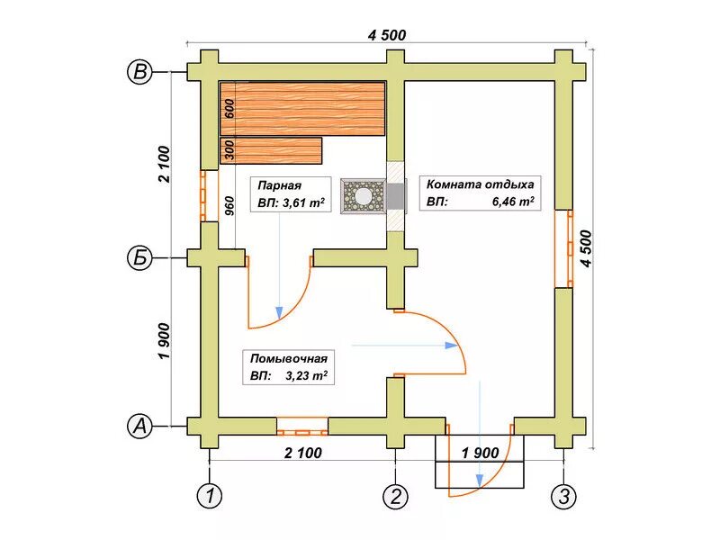 Проект бани с парилкой фото Баня 4,5х4,5 из бревна Цена от 609 т.р. Нижний Новгород