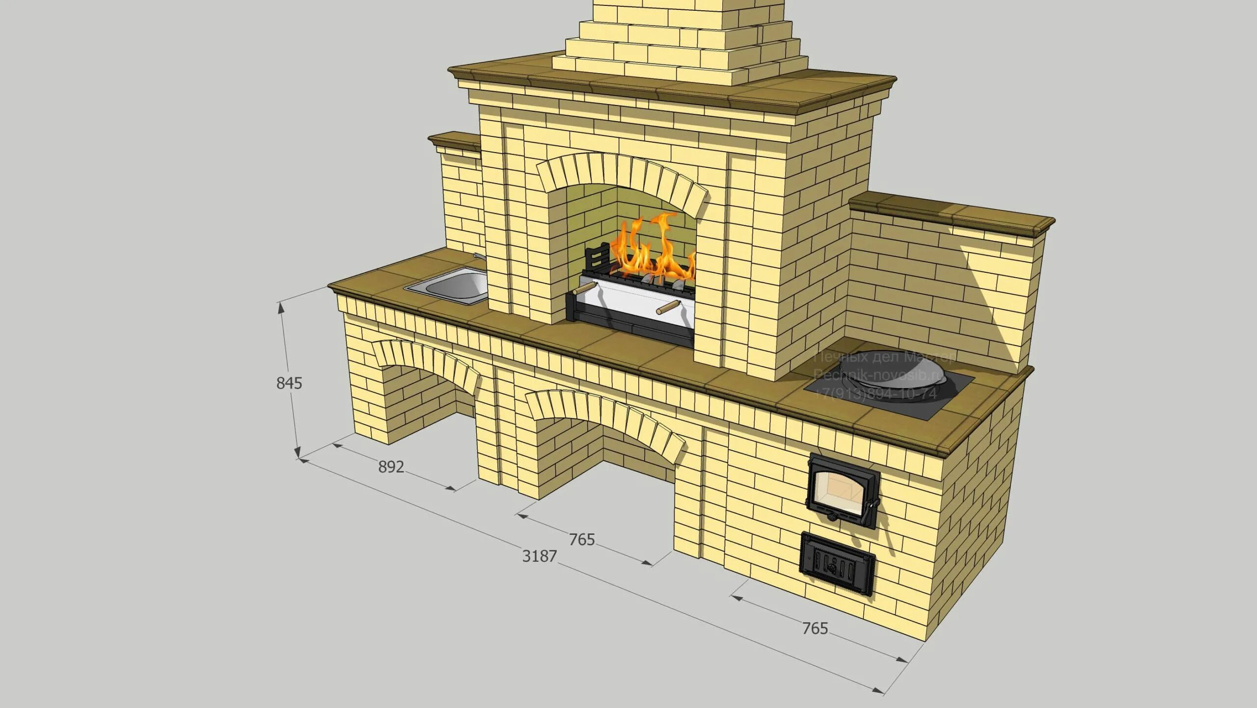 Проект барбекю кирпича фото проект 3187-А Печных дел Мастер