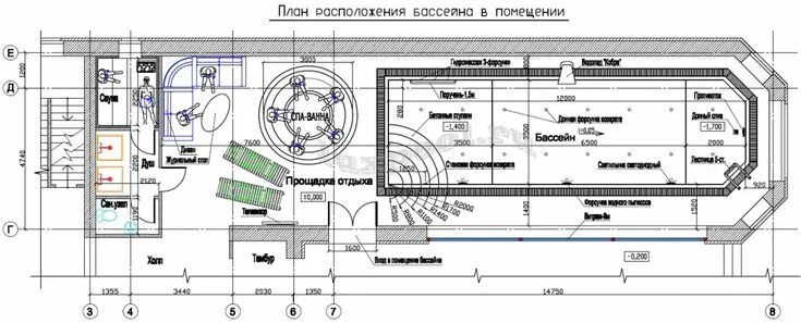 Проект бассейна в частном доме чертеж Проектирование и строительство бассейнов, уличные бассейны строительство, стоимо