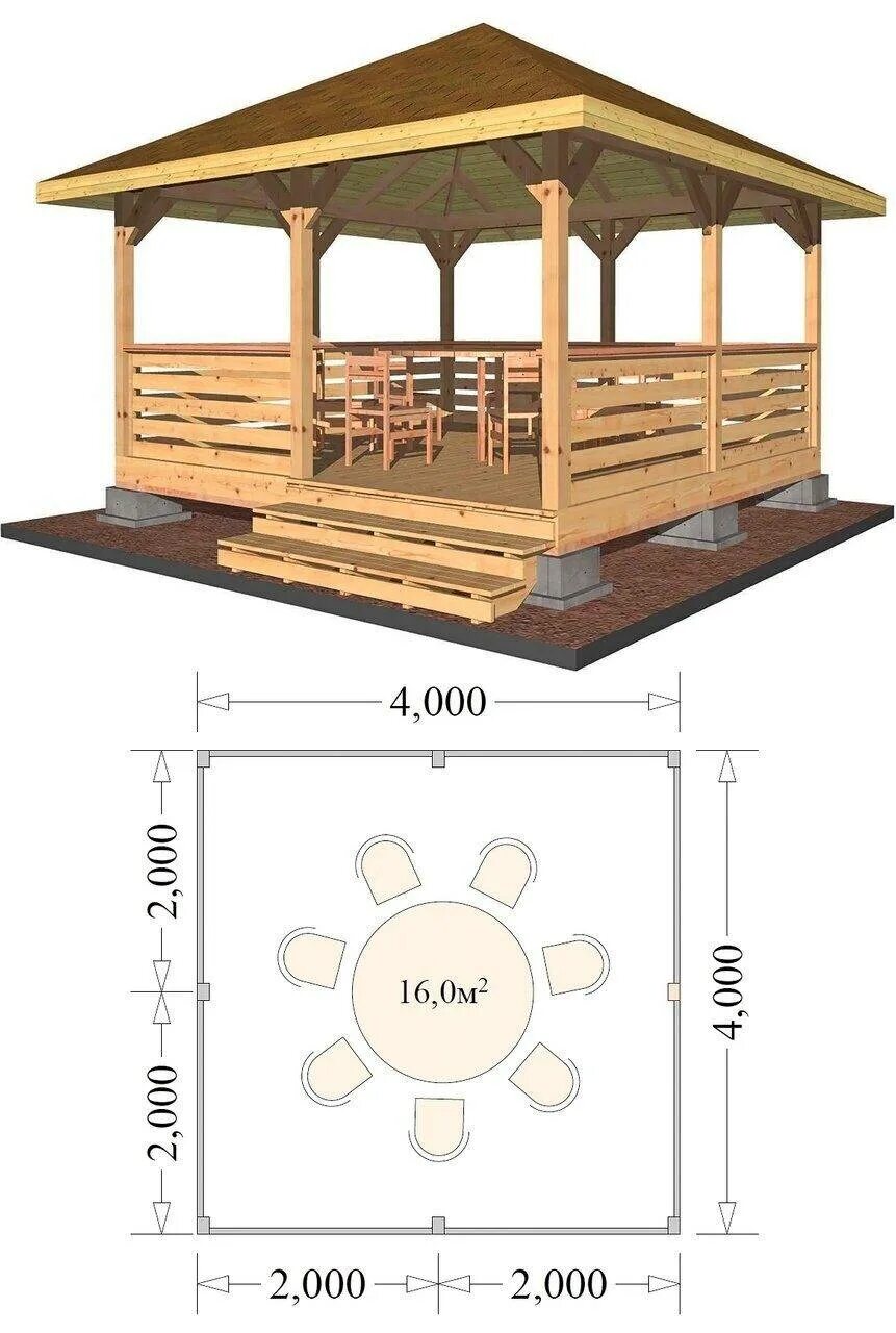 Проект беседки 3х4 чертежи из дерева Беседка из дерева своими руками чертежи фото - DelaDom.ru