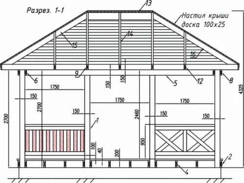 Проект беседки 3х4 чертежи из дерева Чертеж беседки 3х4 с размерами фото Shkola-2.ru