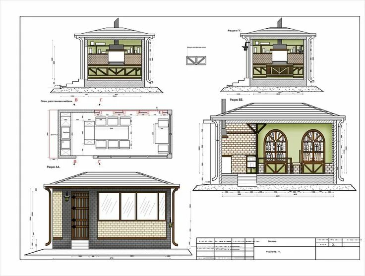 Проект беседки с чертежами и расчетами Мастер Вострова Марина Александровна - Беседка, разрезы Ремонт, Беседка, Летняя 
