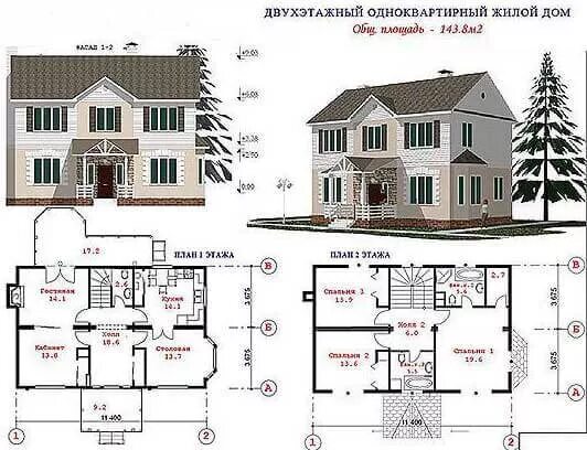 Проект частного дома двухэтажного чертежи Почему дома прямоугольной формы - это экономия ваших денег?