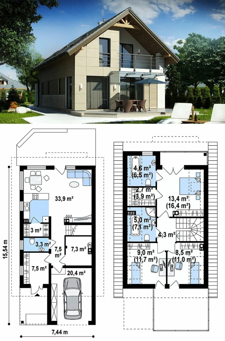 Fertighaus Concept-M 159 Bien Zenker - Modernes Haus mit Satteldach Modern archi