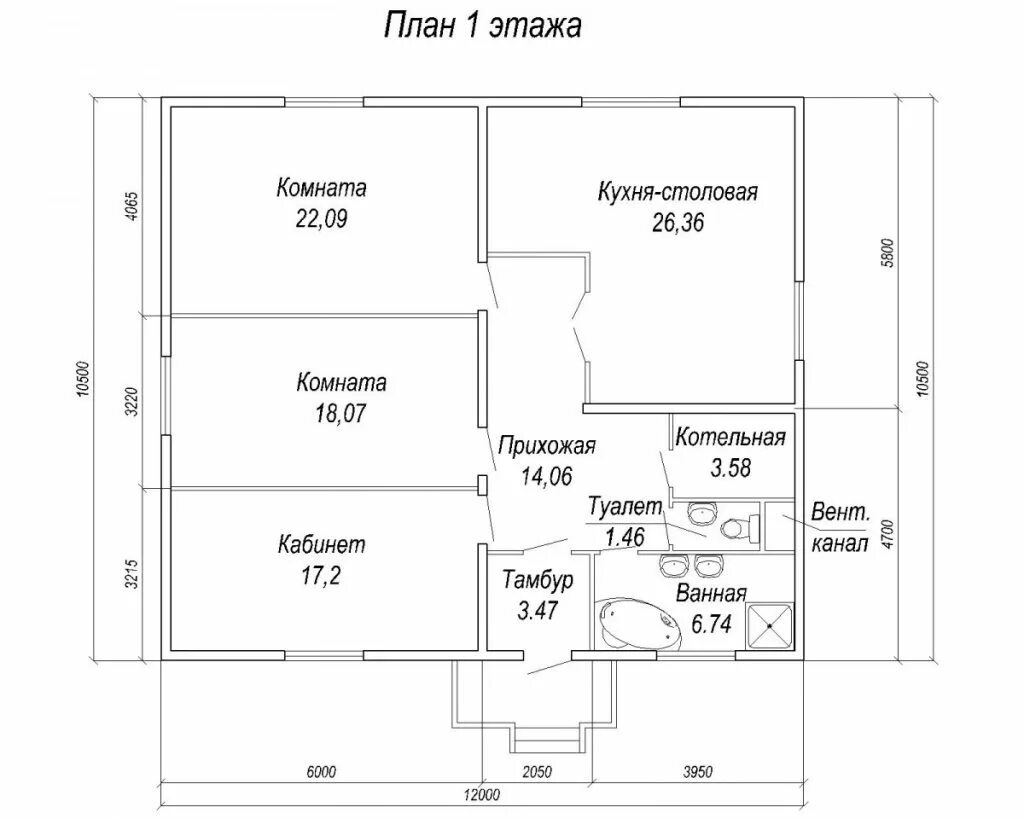 Проект чертеж дома одноэтажного 10х10 Дом 10х10 одноэтажный фото - DelaDom.ru