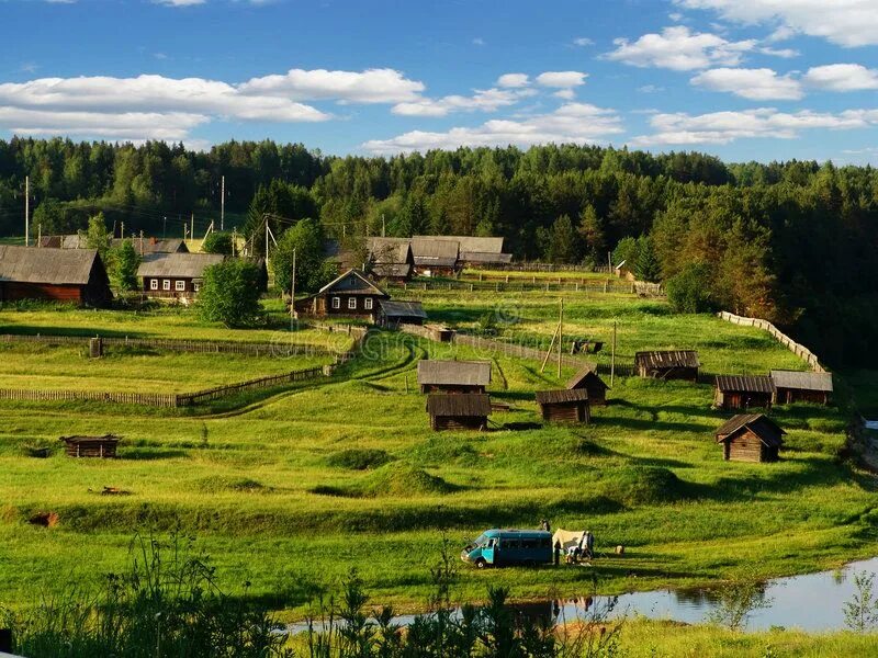 Проект деревни фото Northern village 2. A view of a typical village in the north of the European par